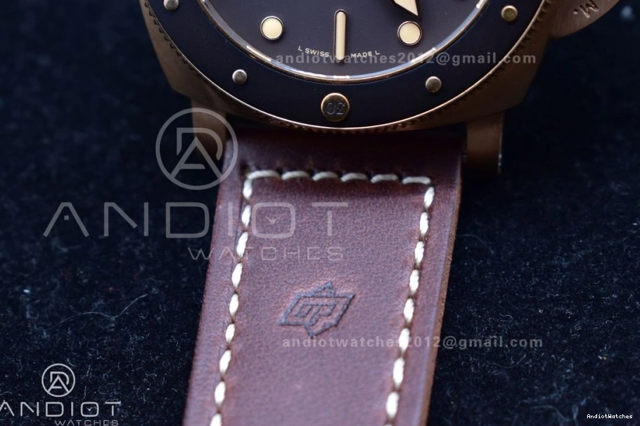 1:1 on VSF SunProtective PAM968 Strap and Brown Clone Calfskin P.9010 Dial Bezel Edition V Best Ceramic 995 Brown Bronzo 0415